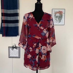 Charlotte Russe Burgundy Floral Romper